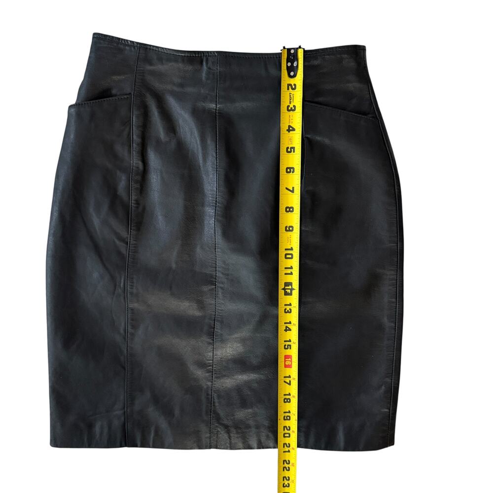 Vintage Wilsons Leather Pencil Skirt Midi Black Size 10 Y2K 90s Office Chic Goth - Picture 10 of 13